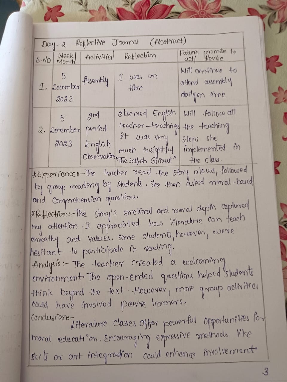 Teaching Reflection Document 2
